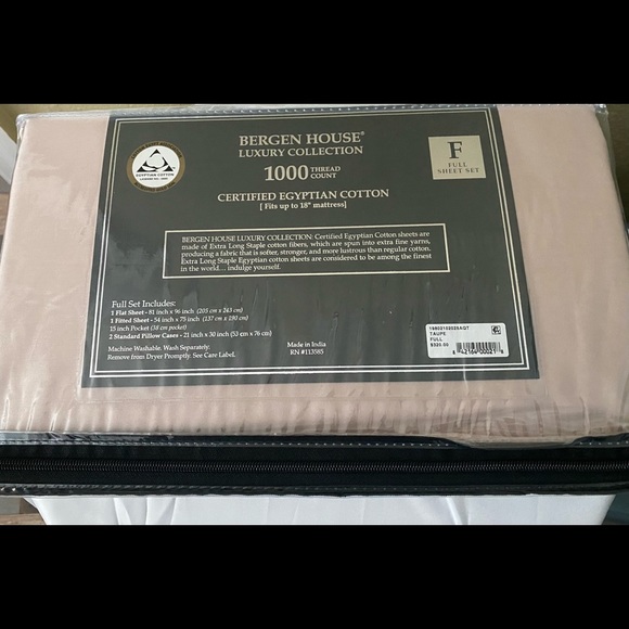NWT BERGEN HOUSE 100% Certified Egyptian Cotton 1000 Thread Count 4Pc. Sheet Set - Picture 6 of 7